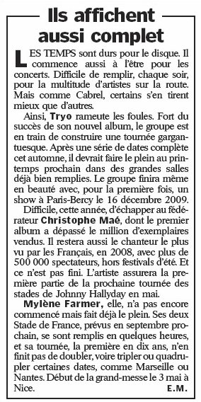 Le Parisien 16 décembre 2008