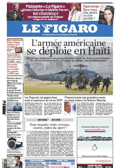 Le Figaro 20 janvier 2010