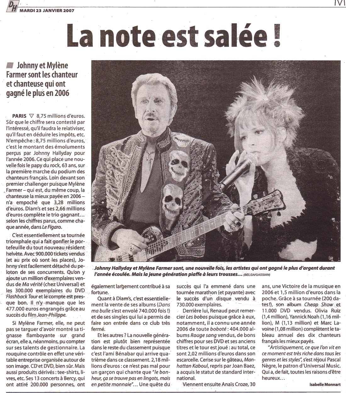 La Dernière Heure (Belgique) 23 janvier 2007